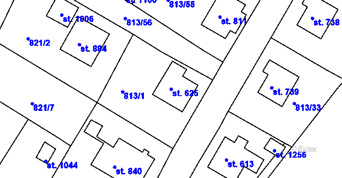 Parcela st. 625 v KÚ Hejnice, Katastrální mapa