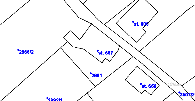 Parcela st. 657 v KÚ Hejnice, Katastrální mapa