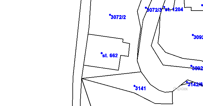 Parcela st. 662 v KÚ Hejnice, Katastrální mapa