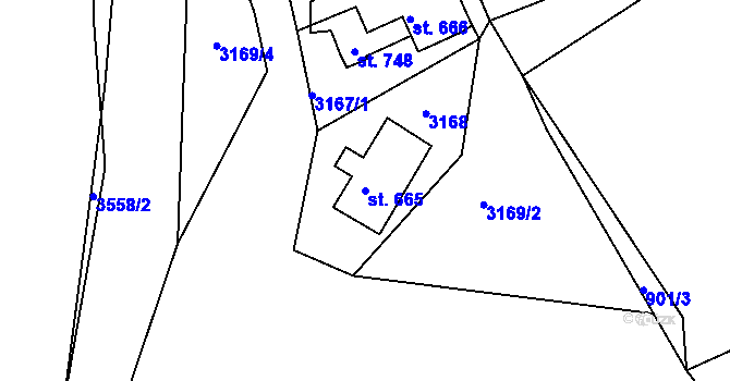 Parcela st. 665 v KÚ Hejnice, Katastrální mapa