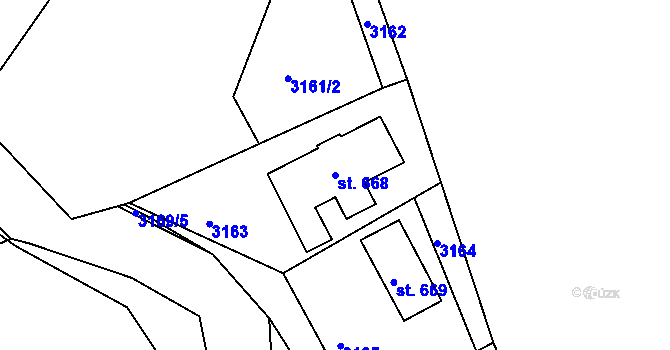 Parcela st. 668 v KÚ Hejnice, Katastrální mapa