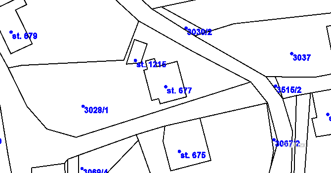 Parcela st. 677 v KÚ Hejnice, Katastrální mapa