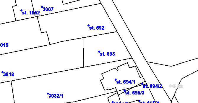 Parcela st. 693 v KÚ Hejnice, Katastrální mapa