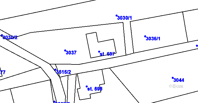 Parcela st. 697 v KÚ Hejnice, Katastrální mapa