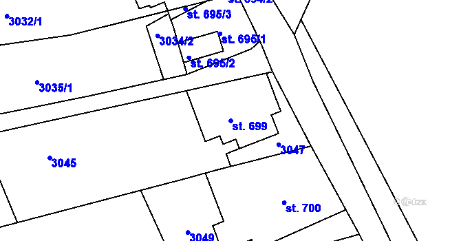 Parcela st. 699 v KÚ Hejnice, Katastrální mapa