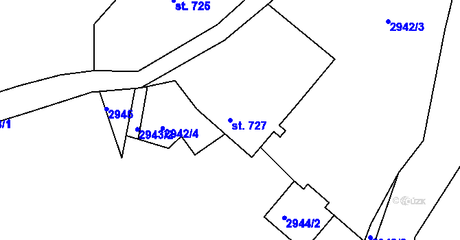 Parcela st. 727 v KÚ Hejnice, Katastrální mapa