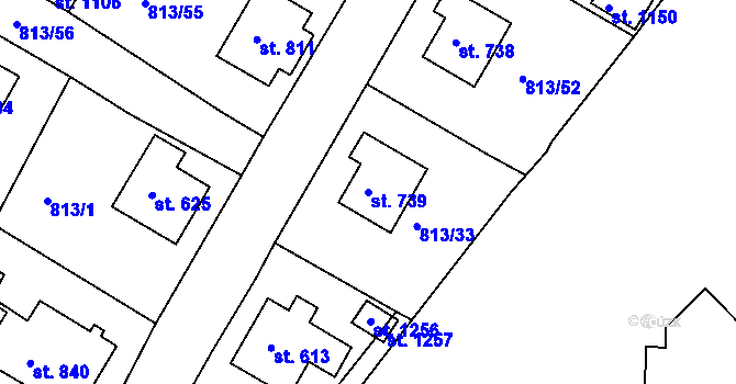 Parcela st. 739 v KÚ Hejnice, Katastrální mapa