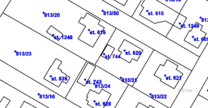 Parcela st. 744 v KÚ Hejnice, Katastrální mapa