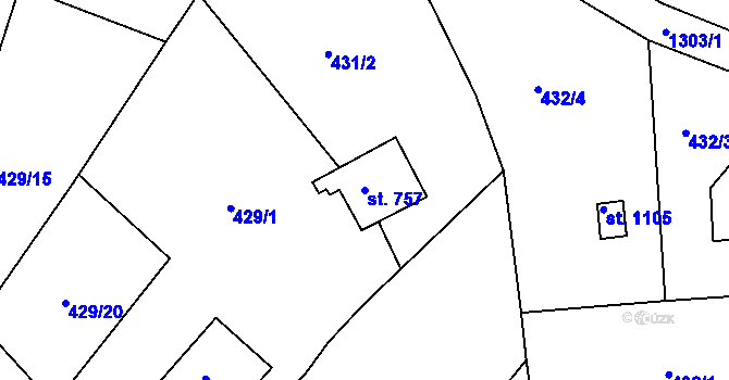 Parcela st. 757 v KÚ Hejnice, Katastrální mapa