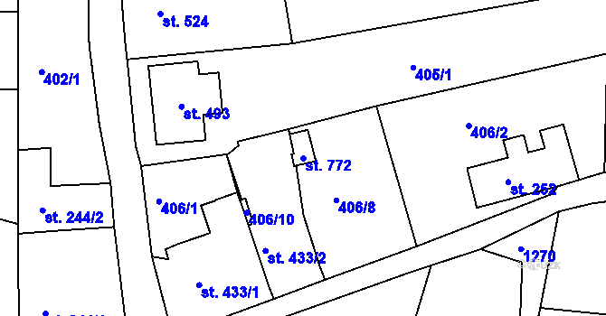 Parcela st. 772 v KÚ Hejnice, Katastrální mapa