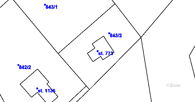 Parcela st. 773 v KÚ Hejnice, Katastrální mapa