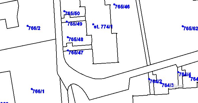 Parcela st. 774/3 v KÚ Hejnice, Katastrální mapa