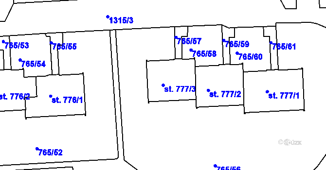 Parcela st. 777/3 v KÚ Hejnice, Katastrální mapa