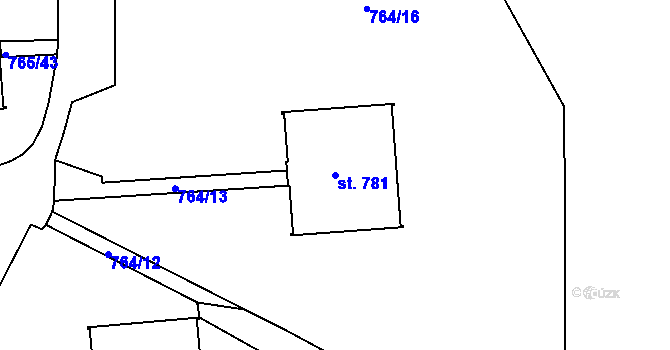 Parcela st. 781 v KÚ Hejnice, Katastrální mapa