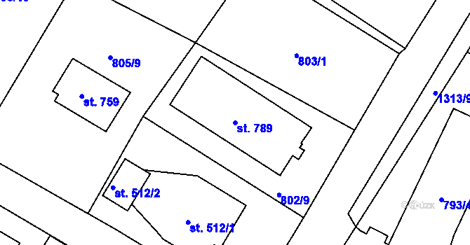 Parcela st. 789 v KÚ Hejnice, Katastrální mapa