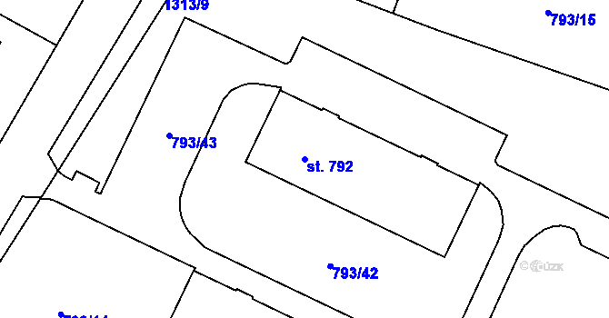 Parcela st. 792 v KÚ Hejnice, Katastrální mapa