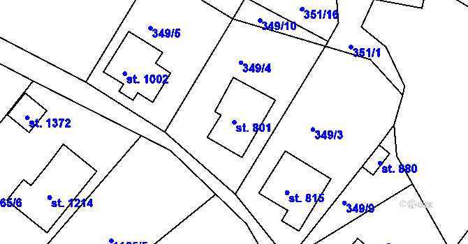 Parcela st. 801 v KÚ Hejnice, Katastrální mapa