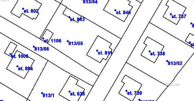 Parcela st. 811 v KÚ Hejnice, Katastrální mapa