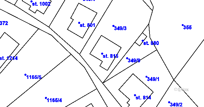 Parcela st. 815 v KÚ Hejnice, Katastrální mapa