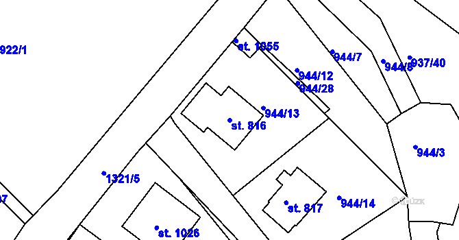 Parcela st. 816 v KÚ Hejnice, Katastrální mapa