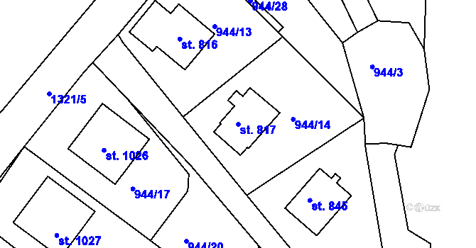 Parcela st. 817 v KÚ Hejnice, Katastrální mapa