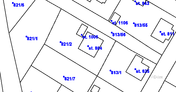 Parcela st. 884 v KÚ Hejnice, Katastrální mapa