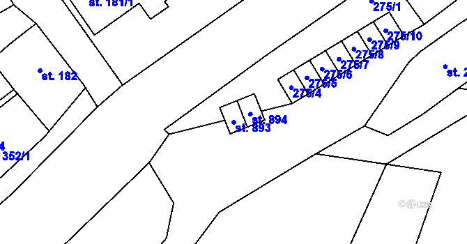 Parcela st. 893 v KÚ Hejnice, Katastrální mapa