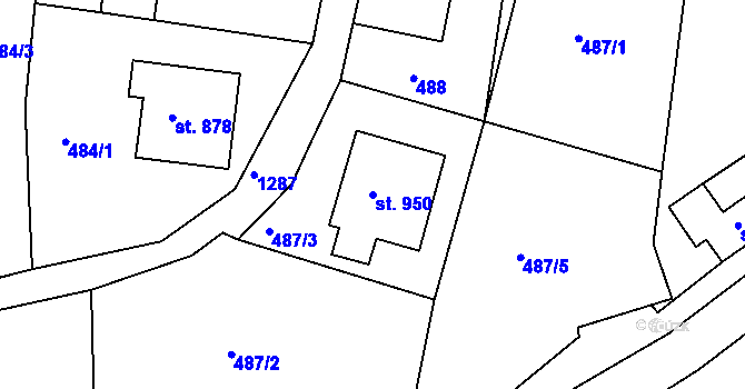 Parcela st. 950 v KÚ Hejnice, Katastrální mapa