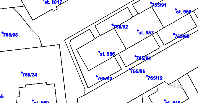 Parcela st. 956 v KÚ Hejnice, Katastrální mapa