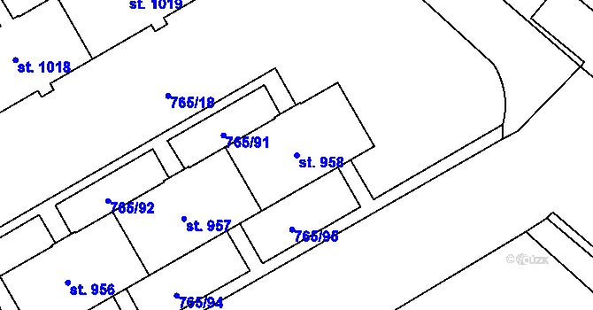 Parcela st. 958 v KÚ Hejnice, Katastrální mapa