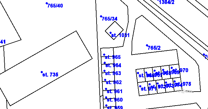 Parcela st. 965 v KÚ Hejnice, Katastrální mapa