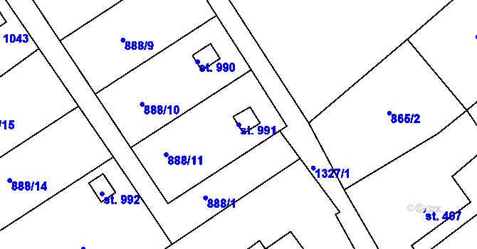 Parcela st. 991 v KÚ Hejnice, Katastrální mapa