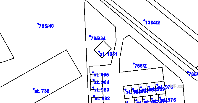 Parcela st. 1031 v KÚ Hejnice, Katastrální mapa