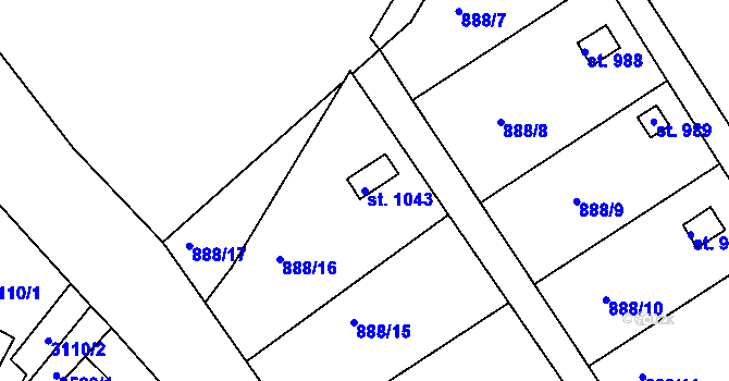 Parcela st. 1043 v KÚ Hejnice, Katastrální mapa