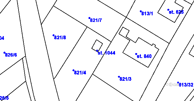 Parcela st. 1044 v KÚ Hejnice, Katastrální mapa
