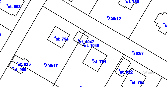 Parcela st. 1048 v KÚ Hejnice, Katastrální mapa