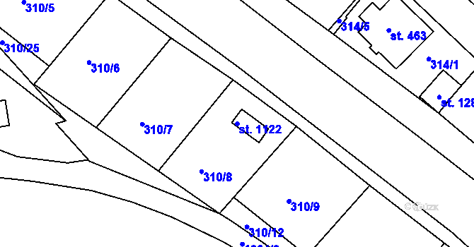 Parcela st. 1122 v KÚ Hejnice, Katastrální mapa