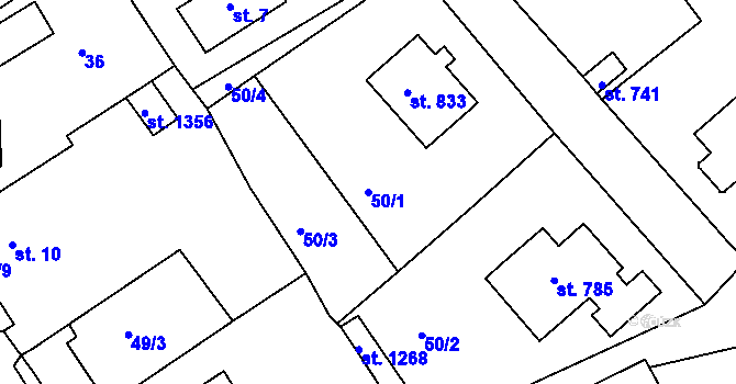 Parcela st. 50/1 v KÚ Hejnice, Katastrální mapa