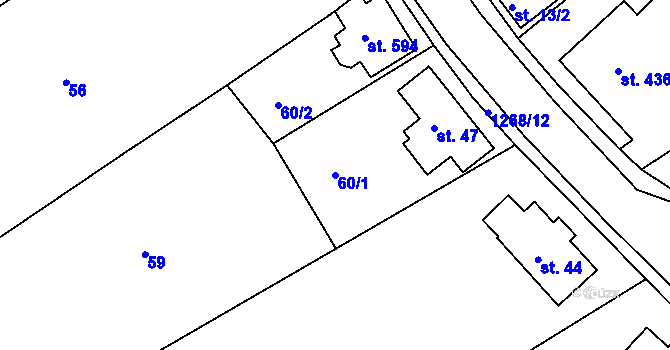 Parcela st. 60/1 v KÚ Hejnice, Katastrální mapa