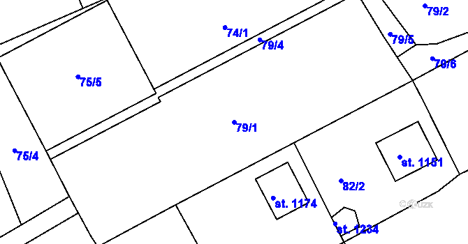 Parcela st. 79/1 v KÚ Hejnice, Katastrální mapa