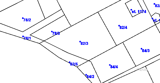 Parcela st. 82/3 v KÚ Hejnice, Katastrální mapa