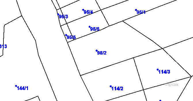 Parcela st. 98/2 v KÚ Hejnice, Katastrální mapa