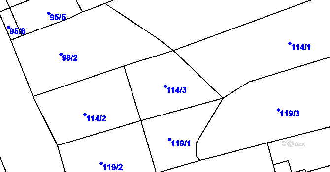 Parcela st. 114/3 v KÚ Hejnice, Katastrální mapa
