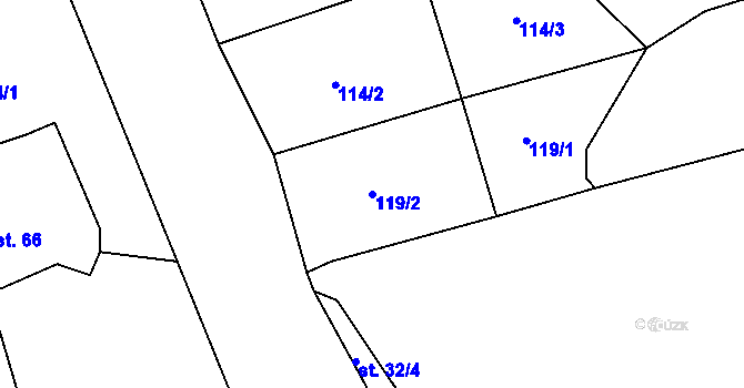 Parcela st. 119/2 v KÚ Hejnice, Katastrální mapa