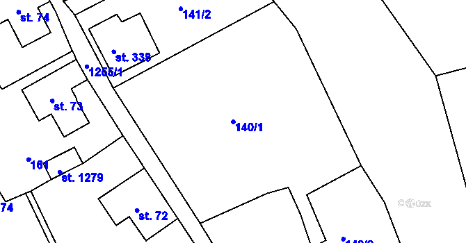 Parcela st. 140/1 v KÚ Hejnice, Katastrální mapa