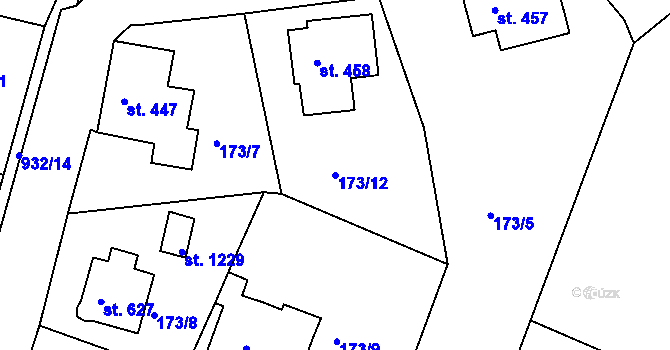 Parcela st. 173/12 v KÚ Hejnice, Katastrální mapa