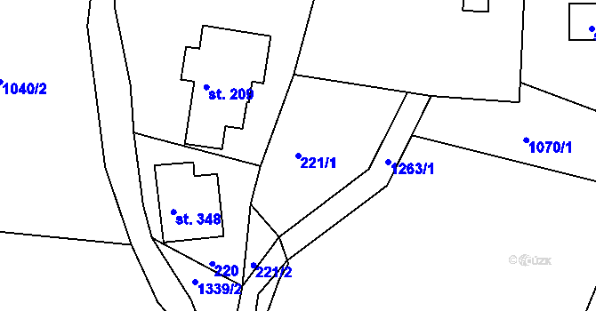 Parcela st. 221/1 v KÚ Hejnice, Katastrální mapa