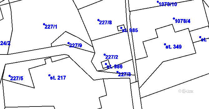 Parcela st. 227/2 v KÚ Hejnice, Katastrální mapa