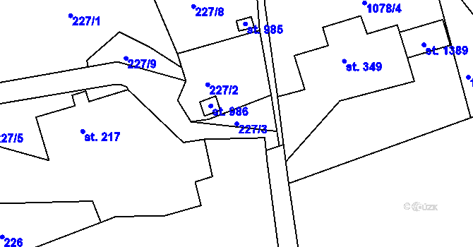 Parcela st. 227/3 v KÚ Hejnice, Katastrální mapa