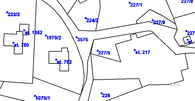 Parcela st. 227/5 v KÚ Hejnice, Katastrální mapa